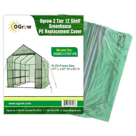 OGROW Greenhouse PE Repl. Cover-To Fit Frame Size 117" L x 67" W x 83" H OGRC11767-PE